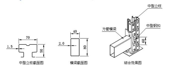 医药仓库货架立柱和横梁截面图